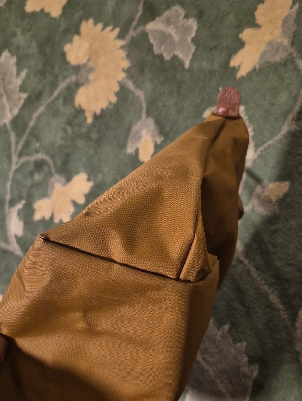 Longchamp Brown Leather Trim Mustard/Tan Nylon Tote - Picture 3 of 12